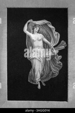 Bacchante, ancienne fresque romaine trouvée à Herculanum, illustration, Italie des années 1700 Banque D'Images