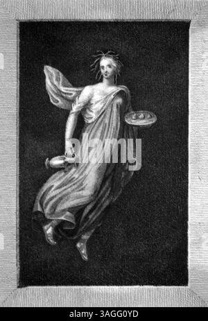 Bacchante, ancienne fresque romaine trouvée à Herculanum, illustration, Italie des années 1700 Banque D'Images