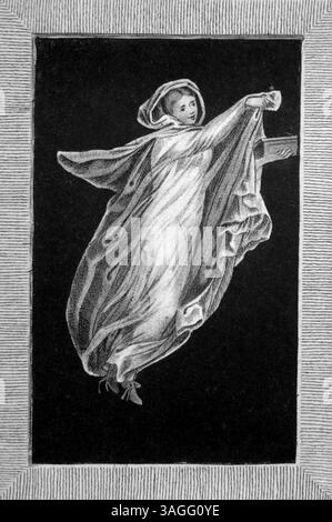 Bacchante, ancienne fresque romaine trouvée à Herculanum, illustration, Italie des années 1700 Banque D'Images