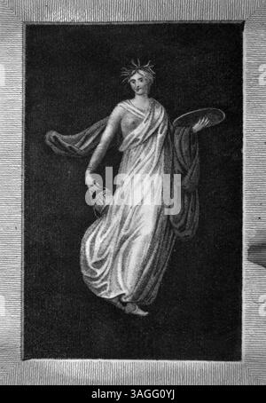 Bacchante, ancienne fresque romaine trouvée à Herculanum, illustration, Italie des années 1700 Banque D'Images