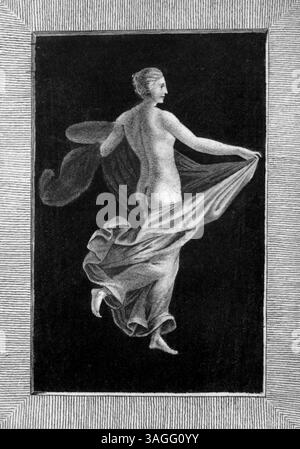 Bacchante, ancienne fresque romaine trouvée à Herculanum, illustration, Italie des années 1700 Banque D'Images
