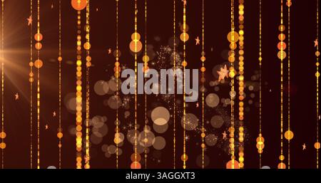 Image de plusieurs étoiles blanches tombant avec des traînées lumineuses jaunes Banque D'Images