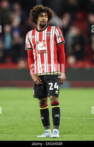 Sheffield, Royaume-Uni. 08 avril 2025. Hamza Choudhury de Sheffield United lors du match du Sky Bet Championship Sheffield United vs Millwall à Bramall Lane, Sheffield, Royaume-Uni, 8 avril 2025 (photo par Mark Cosgrove/News images) à Sheffield, Royaume-Uni le 4/8/2025. (Photo de Mark Cosgrove/News images/SIPA USA) crédit : SIPA USA/Alamy Live News Banque D'Images