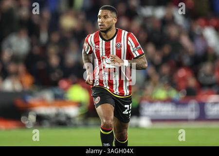 Sheffield, Royaume-Uni. 08 avril 2025. Tyrese Campbell de Sheffield United lors du match du Sky Bet Championship Sheffield United vs Millwall à Bramall Lane, Sheffield, Royaume-Uni, le 8 avril 2025 (photo par Mark Cosgrove/News images) à Sheffield, Royaume-Uni le 4/8/2025. (Photo de Mark Cosgrove/News images/SIPA USA) crédit : SIPA USA/Alamy Live News Banque D'Images