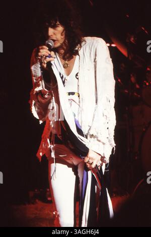 Steven Tyler d'Aerosmith, Civic Center, Providence, Rhode Island, États-Unis, 16 novembre 1978. Banque D'Images