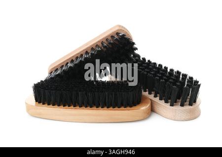 Brosses à chaussures isolées sur fond blanc Banque D'Images