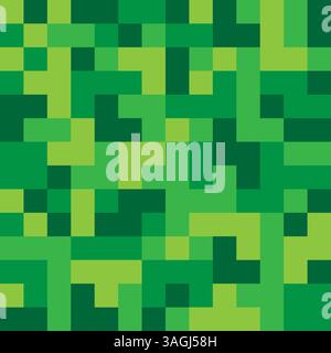 Gros plan du motif de pixels. Mosaïque de blocs verte. Fond transparent vectoriel. Style de couleur abstrait. Illustration de Vecteur