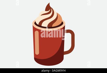 Crème au chocolat chaud avec illustrations de plat de tasse Illustration de Vecteur