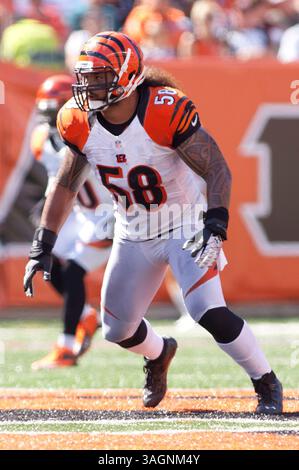 16 septembre 2012 : Ray Maualuga (58), linebacker des Bengals, en action lors du match NFL entre les Browns de Cleveland et les Bengals de Cincinnati au Paul Brown Stadium de Cincinnati, Ohio. L'hôte Bengals a battu les Browns 34-27.(image crédit : © Scott Terna/Cal Sport Media/ZUMAPRESS.com) Banque D'Images