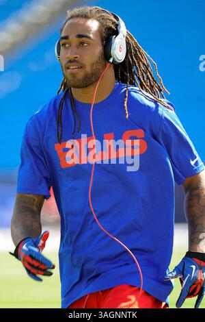 16 septembre 2012 : le cornerback Stephon Gilmore #27 des Buffalo Bills se réchauffe avant le match contre les Chiefs de Kansas City au Ralph Wilson Stadium à Orchard Park, New York. (Crédit image : © Rich Barnes/Cal Sport Media/ZUMAPRESS.com) Banque D'Images