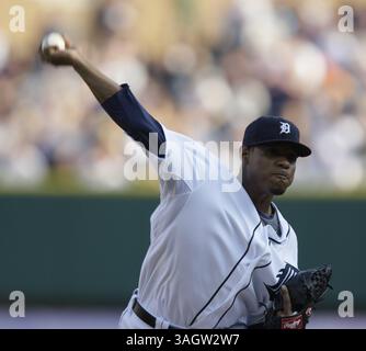 Les Tigers de Detroit débutent le lanceur Edwin Jackson lors de la 1ère manche contre les Cubs de Chicago à Detroit, mi, le 23 juin 2009. JULIAN H. GONZALEZ/Detroit Free Press (crédit image : © Detroit Free Press/ZUMA Press) Banque D'Images