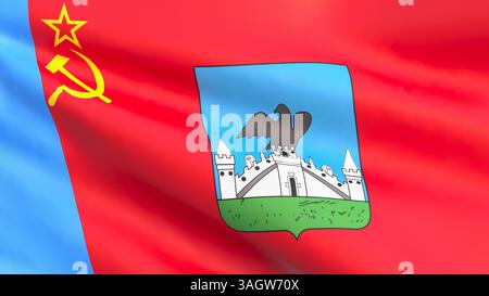 Rendu 3D - drapeau de la ville d'Orel, Russie agitant au vent. Banque D'Images
