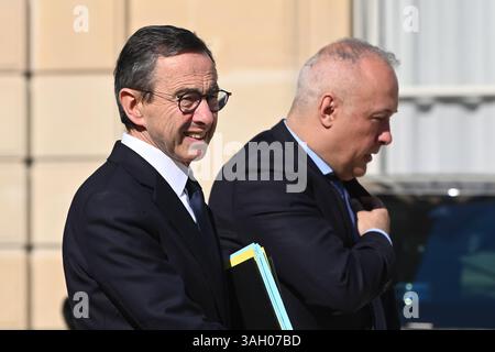 Paris, France. 09th Apr, 2025. Le ministre de l'intérieur Bruno Retailleau quitte le Conseil des ministres le 9 avril 2025 - 09/04/2025 - France/Ile-de-France (région)/Paris - Julien Mattia/le Pictorium crédit : LE PICTORIUM/Alamy Live News Banque D'Images