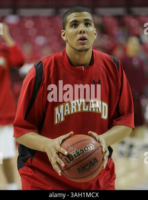 4 novembre 2009 : Jordan Williams #20 lors du match d'exposition University of Maryland Terrapins 75-54 remporte la victoire sur les Crimson Hawks de l'Indiana University of Pennsylvania au Comcast Center de College Park, Maryland. (Crédit image : © Mitch Stringer/Cal Sport Media/ZUMA Press) Banque D'Images