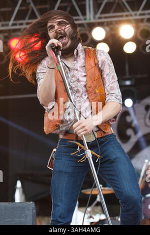 23 mai 2015 - Pryor, Oklahoma, U. S - le chanteur BRANDON YEAGLEY du groupe de hard rock américain Crobot se produit pendant Rocklahoma au Catch the Fever Festival Grounds le 23 mai 2015 à Pryor, Oklahoma. (Crédit image : © Kevin Pyle/ZUMA Wire) Banque D'Images