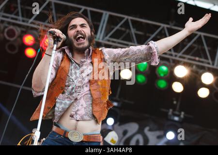 23 mai 2015 - Pryor, Oklahoma, U. S - le chanteur BRANDON YEAGLEY du groupe de hard rock américain Crobot se produit pendant Rocklahoma au Catch the Fever Festival Grounds le 23 mai 2015 à Pryor, Oklahoma. (Crédit image : © Kevin Pyle/ZUMA Wire) Banque D'Images