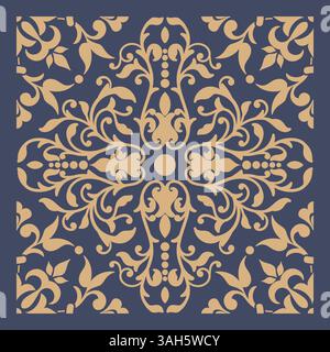 Elément de pochoir de tuile azulejo vectoriel. Motif d'ornement méditerranéen mosaïque en céramique. Illustration de Vecteur