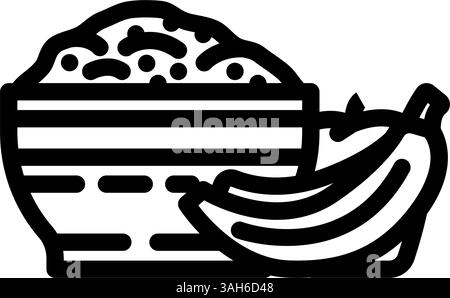 illustration vectorielle d'icône de ligne de diarrhée de riz de bananes riches en fibres Illustration de Vecteur