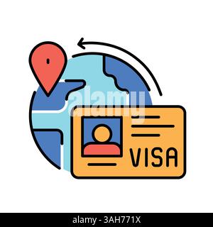 Icône de ligne de couleur d'immigration pour les projets numériques et d'impression. Icônes nettes minimales pour les applications et les sites Web. Icônes simples modernes pour UI UX et branding Illustration de Vecteur