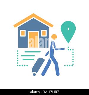 icône plate couleur de migration transfrontalière pour les projets numériques et d'impression. Icônes nettes minimales pour les applications et les sites Web. Icônes simples modernes pour UI UX et b. Illustration de Vecteur