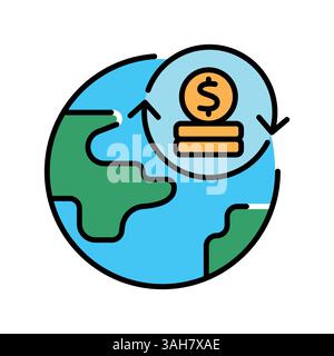 Icône de ligne de couleur Money Supply pour les projets numériques et d'impression. Icônes nettes minimales pour les applications et les sites Web. Icônes simples modernes pour UI UX et branding Illustration de Vecteur