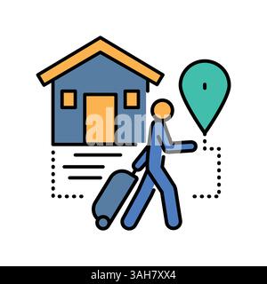 icône plate couleur de migration transfrontalière pour les projets numériques et d'impression. Icônes nettes minimales pour les applications et les sites Web. Icônes simples modernes pour UI UX et b. Illustration de Vecteur