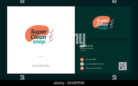 Super Clean Soap logo Minimalist Natural Skincare Branding Design Illustration de Vecteur