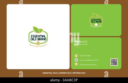 Conception de logo d'huile essentielle avec conception de carte de visite vecteur premium logo de goutte d'huile logo de produit de beauté huile organique herbes d'identité de marque logo de soins de la peau Illustration de Vecteur