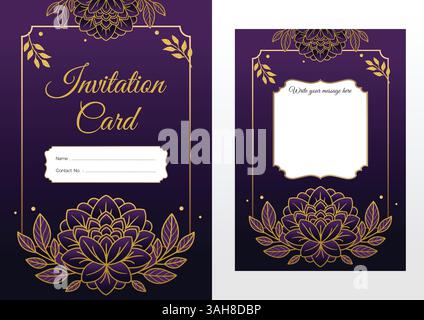 Belle conception de modèle de carte d'invitation, fichier vectoriel modifiable prêt à imprimer de haute qualité, invitation de mariage, carte d'invitation d'anniversaire, fonction Illustration de Vecteur