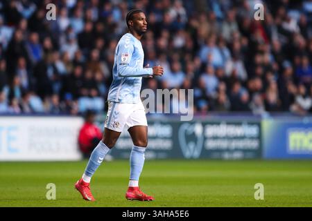 Coventry, Royaume-Uni. 09th Apr, 2025. Haji Wright de Coventry City pendant le match du Sky Bet Championship Coventry City vs Portsmouth à Coventry Building Society Arena, Coventry, Royaume-Uni, le 9 avril 2025 (photo par Gareth Evans/News images) à Coventry, Royaume-Uni le 4/9/2025. (Photo de Gareth Evans/News images/SIPA USA) crédit : SIPA USA/Alamy Live News Banque D'Images