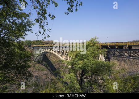 Pont Mosi-OA-Tunya, chutes Victoria, cascade, Zambèze, chutes Victoria, Nord Matabeleland, Zimbabwe, Afrique Banque D'Images