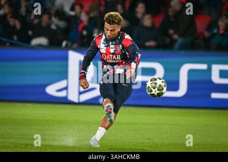 Paris, France. 09th Apr, 2025. Lors du match de football de l'UEFA Champions League entre le Paris Saint-Germain et l'Aston Villa FC au stade du Parc des Princes à Paris le 9 avril 2025. Photo de Firas Abdullah/ABACAPRESS. COM Credit : Abaca Press/Alamy Live News Banque D'Images