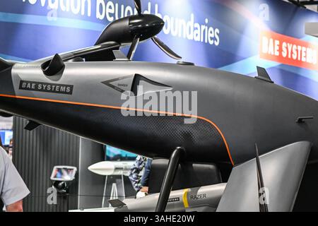 Avalon, Australie. 25 mars 2025. BAE Systems plc, une multinationale britannique de défense aérospatiale et de sécurité de l'information, est vu. (Photo de Alexander Bogatyrev/SOPA images/SIPA USA) crédit : SIPA USA/Alamy Live News Banque D'Images
