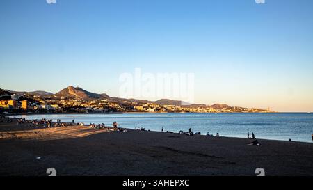 Plage de Malagueta à Malaga, Andalousie, Espagne Banque D'Images