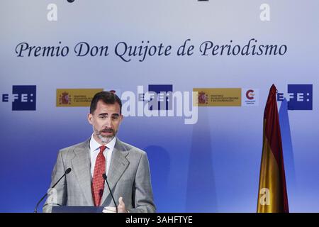 Le 7 mai, 2015 - Madrid, Espagne - le roi Felipe d'Espagne ont assisté à la 'Rey de España' et 'Don Quichotte' Journalism Awards 2015 à 'Casa del Lector" le 7 mai 2015 à Madrid, Espagne. (Crédit Image : © Jack Abuin/Zuma sur le fil) Banque D'Images