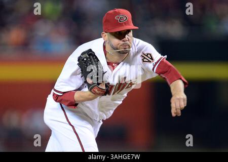 6 avril 2015 ; Phoenix, AZ, États-Unis ; le lanceur de secours des Diamondbacks de l'Arizona Oliver Perez (59) affronte les Giants de San Francisco lors du match MLB au Chase Field à Phoenix, Arizona. Joe Camporeale/Cal Sport Media(image crédit : © Joe Camporeale/Cal Sport Media/ZUMAPRESS.com) Banque D'Images
