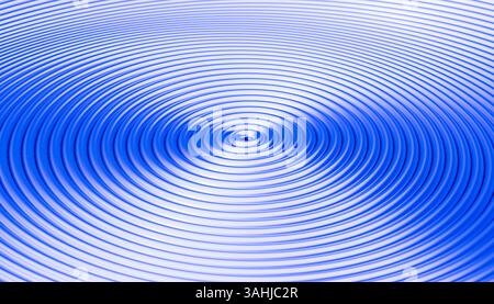 Ondulations bleues concentriques créant un motif fascinant sur un fond blanc. Rendu 3D. Banque D'Images