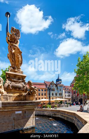 Fontaine Schellenbrunnen sur la place principale du marché à Gotha, Thuringe Banque D'Images