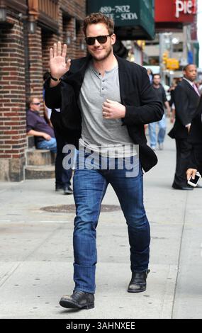 Chris Pratt enregistre une apparition dans The Late Show with David Letterman à New York le 29 juillet 2014 Banque D'Images
