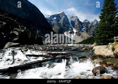 21 septembre 2007 - Calgary, Alberta, Canada - L'eau coule du lac Moraine près du lac Louise dans le parc national Banff. (Crédit image : © Larry MacDougal via ZUMA Wire) Banque D'Images