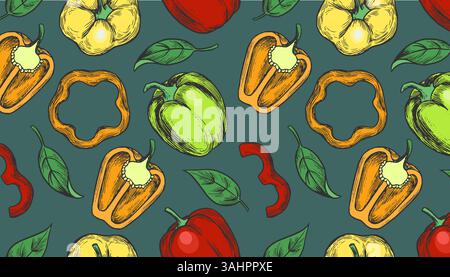 Motif horizontal éclatant en poivron Illustration de Vecteur