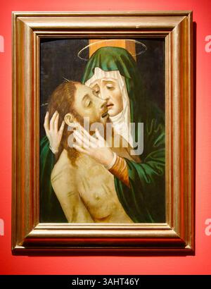 XVIe siècle huile sur bois Marie et Jésus peinture religieuse Piedad par Luis de Morales dans le Musée de la cathédrale de Plasencia Plasencia Espagne Europe Banque D'Images