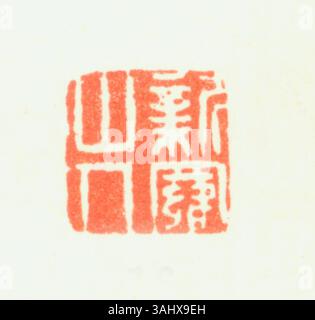 Sceau chinois simplifié traditionnel utilisé pour marquer des documents officiels ou personnels, avec des caractères chinois sculptés pour l'authenticité. Banque D'Images