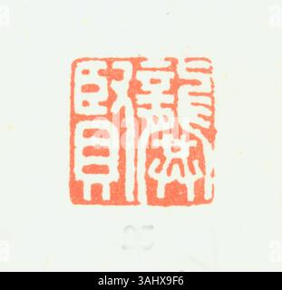 Sceau chinois simplifié comportant cinq caractères gravés, souvent utilisés pour marquer la propriété et authentifier des documents ou des œuvres d'art, symbolisant l'autorité et le patrimoine culturel. Banque D'Images