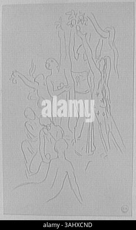 'Etude pour Hercule au jardin des Hespérides' de Gustave Moreau (1826-1898) est une étude pour une peinture représentant le héros Hercule dans le jardin des Hespérides. L’œuvre capture la figure mythologique d’Hercule dans le contexte mythique de ses travaux. Banque D'Images