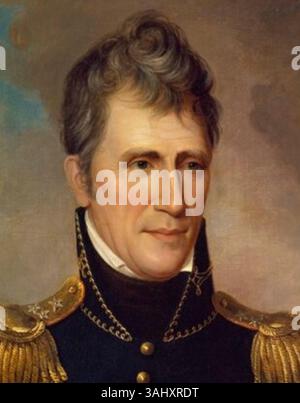 Ce portrait de Charles Willson Peale de 1819 représente Andrew Jackson, le septième président des États-Unis. L'huile sur toile représente Jackson dans sa tenue militaire, soulignant son leadership et ses contributions à l'histoire américaine. Banque D'Images
