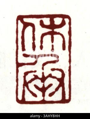 Sceau chinois traditionnel sculpté avec des caractères chinois simplifié, utilisé pour l'authentification et l'identification personnelle. Le sceau comporte souvent une gravure complexe et est fait de matériaux comme le jade ou la pierre. Banque D'Images
