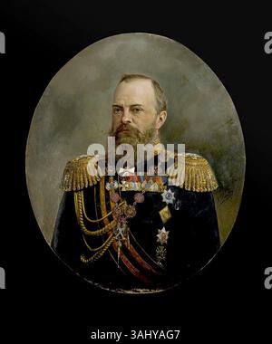 Le portrait du grand-duc Mikhaïl Nikolaïevitch, peint par Nikolaï Shilder entre 1880 et 1889, représente le roi russe dans une pose formelle et digne. Le tableau fait partie de la collection du Musée de l'Ermitage et est un exemple de portrait russe du XIXe siècle. Banque D'Images