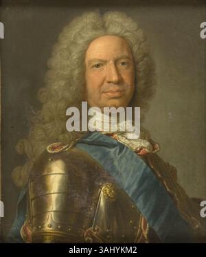 Ce portrait du XVIIIe siècle de Louis, marquis de Brancas et prince de Nisaro, peint par un artiste non identifié, le représente dans son rôle militaire de maréchal. La peinture à l'huile met en valeur ses traits aristocratiques et sa tenue militaire. Banque D'Images