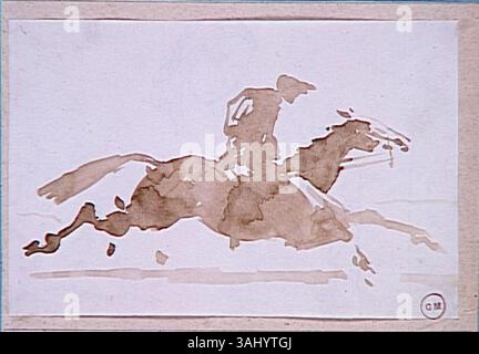 'Etude de chevaux de course' de Gustave Moreau est une étude des chevaux de course, créée entre 1850 et 1898. Il se concentre sur le mouvement et la puissance des chevaux, logé au musée Gustave Moreau. Banque D'Images